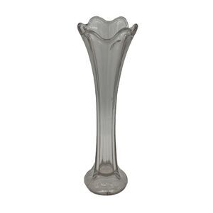 Vintage Clear Glass Swung Vase 11.75” AS IS